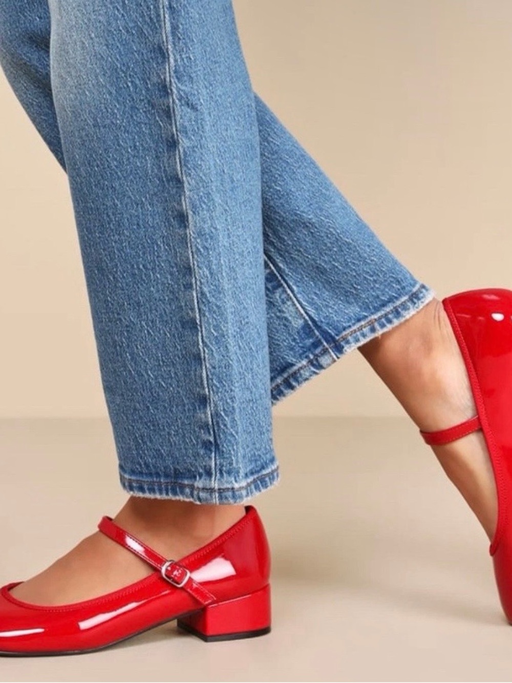 Madden Girl Tutu Red Patent Low Heel Mary Jane Block Heels Women’s 8